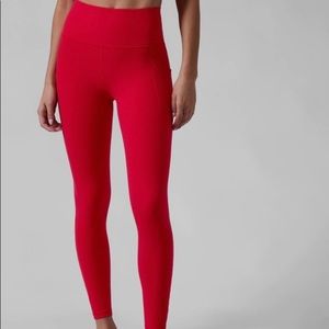 ATHLETA Salutation Stash Pocket II Legging Yoga Tight Matador Red Small EUC!!